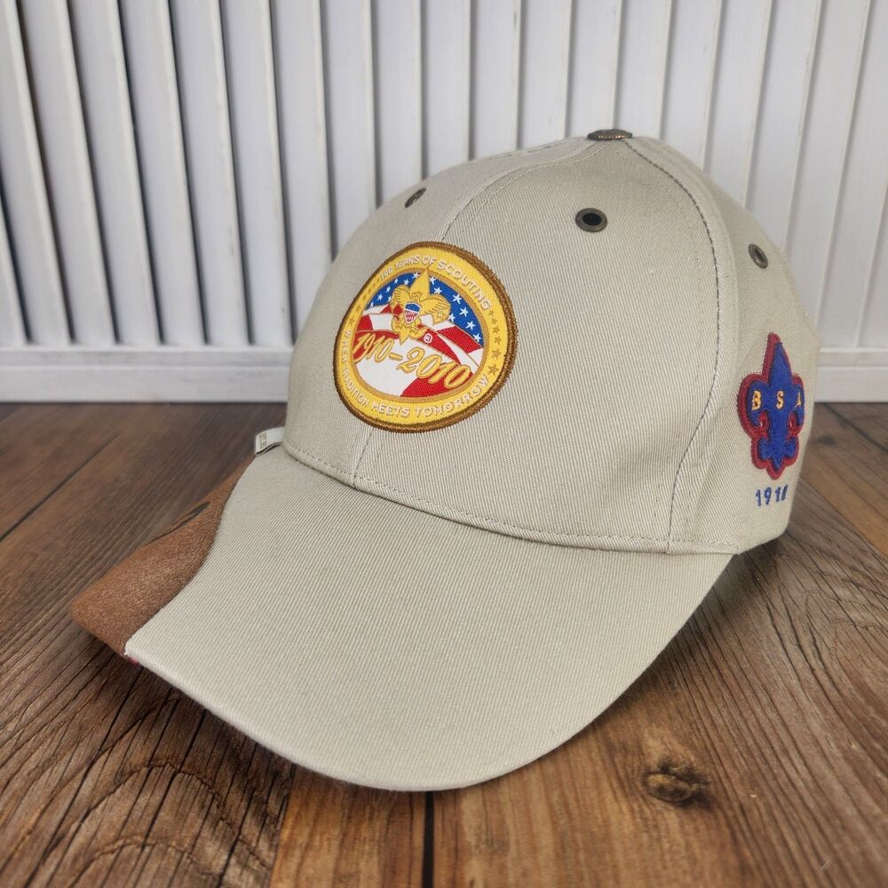 Boy Scouts of America 100 Years Centennial Hat Cap 1910-2010 Khaki Strapback BSA